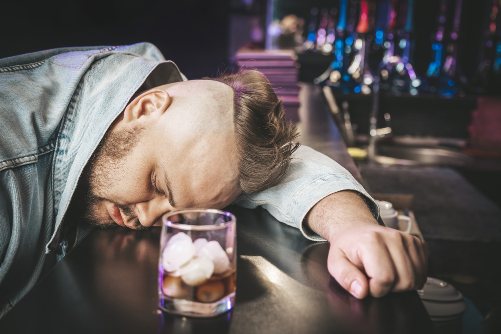 man with Alcoholic Ketoacidosis drunk and fallen asleep