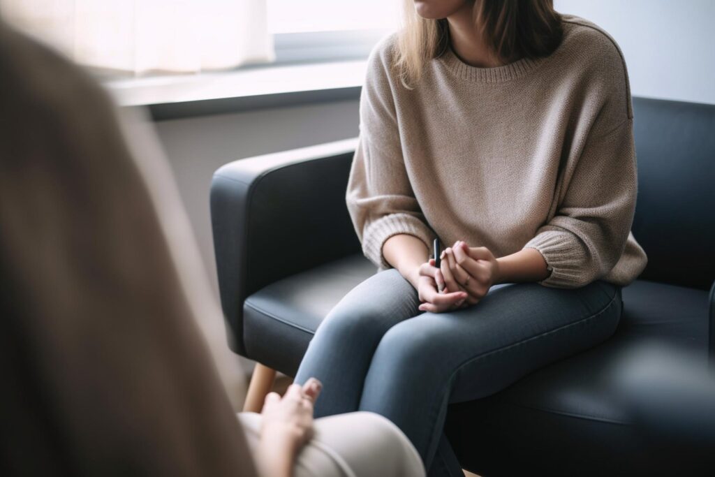 a person attending a therapy session or counseling from trauma