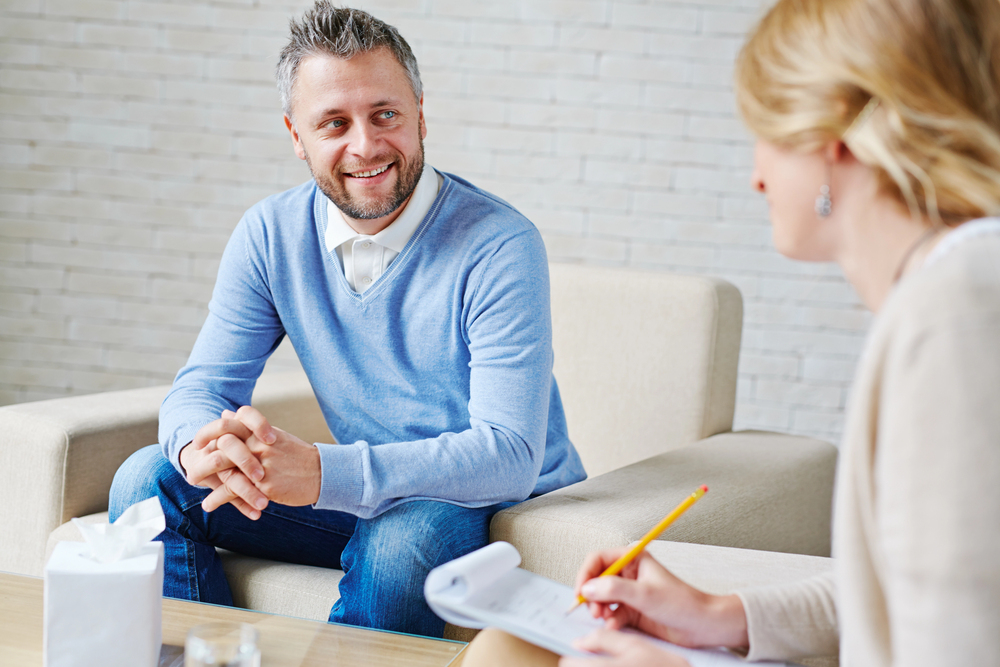 man happy about his somatic therapy for trauma treatment