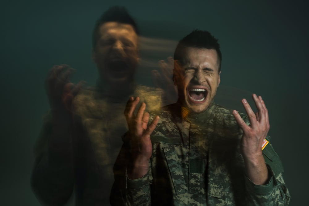 soldier having a trauma response breakdown