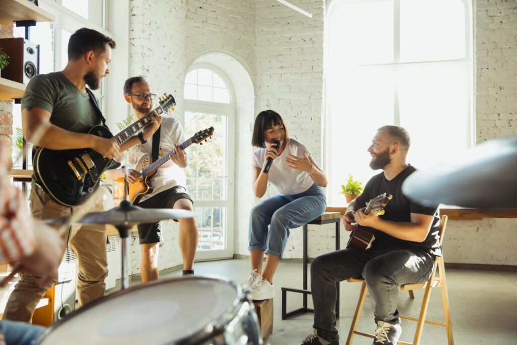 group of young people in Music therapy to treat depression and anxiety