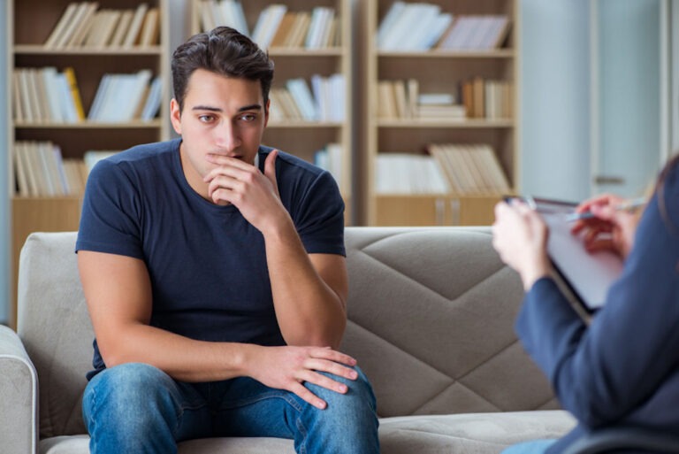 man on couch for therapy