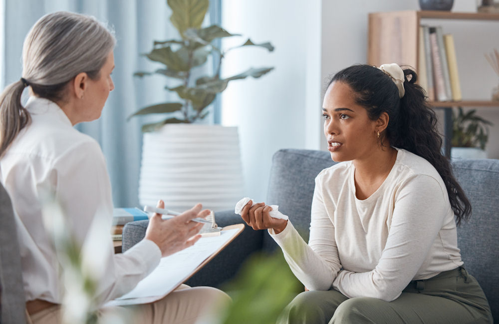 young woman in individual therapy