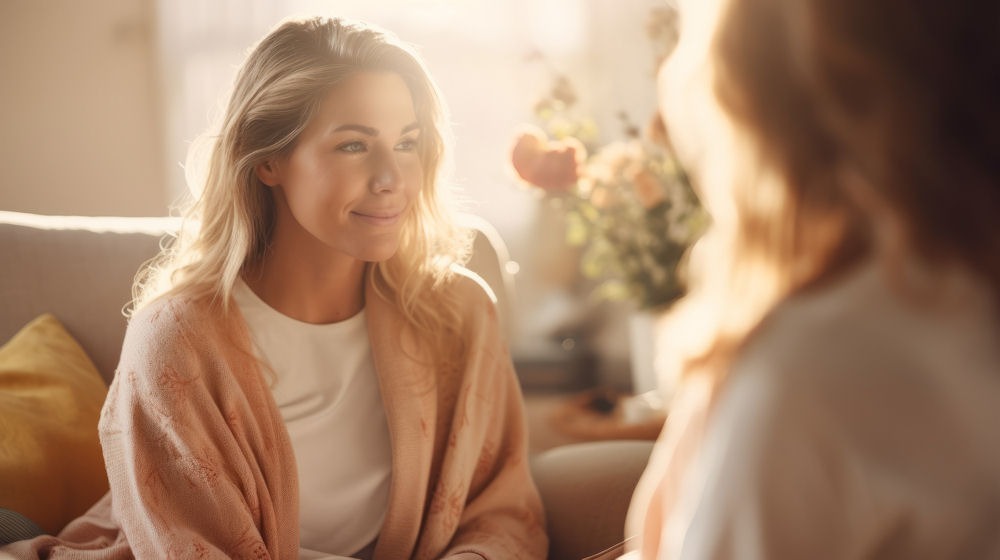 woman smiling in therapy